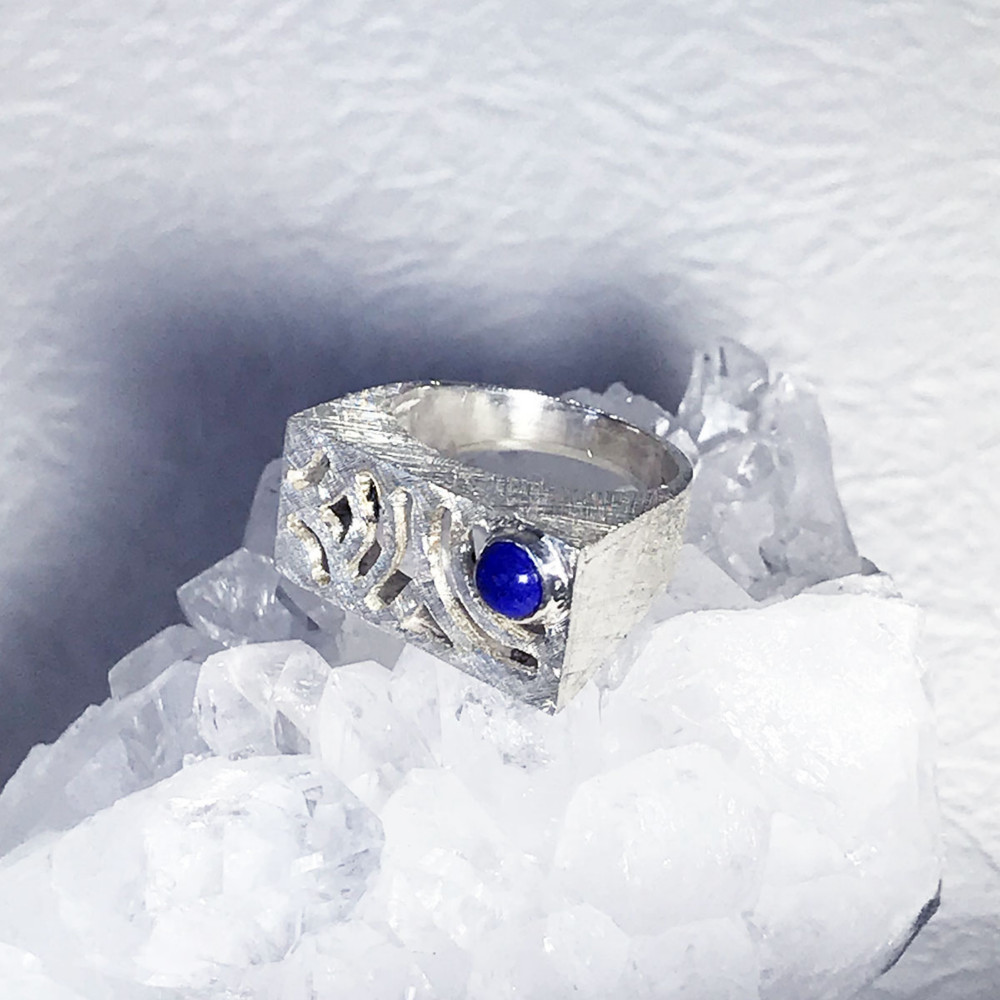 ラピスラズリのスクエア リング mk-r033