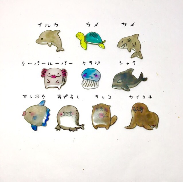 2個500円 ぽってり動物さんブローチ その4 海の仲間たち 2枚目の画像