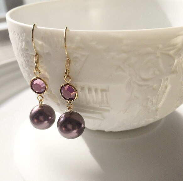 Color Pearl…Burgundy　ピアス／イヤリング 1枚目の画像