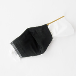 ガーゼ立体マスク 鼻ワイヤー フィルターや布など追加できるポケット付き グレーチェック 黒(MSK-001-GCB) 2枚目の画像
