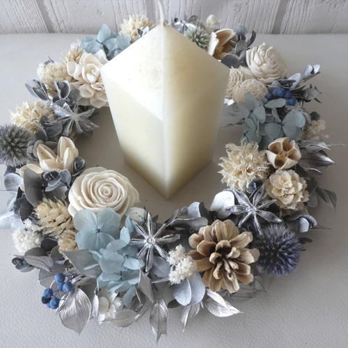 静寂の雪と氷の世界 クリスマスリース リース hyacinth325 通販