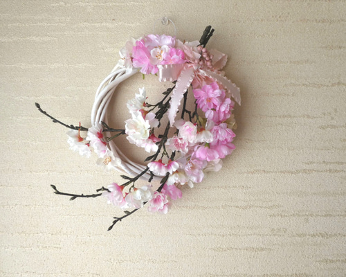 商品名【咲桜】ゆきこ♥ピンクローズと桜の花束風スワッグリース 春リース 0_3777cc6eb90375e047ab06c1215d