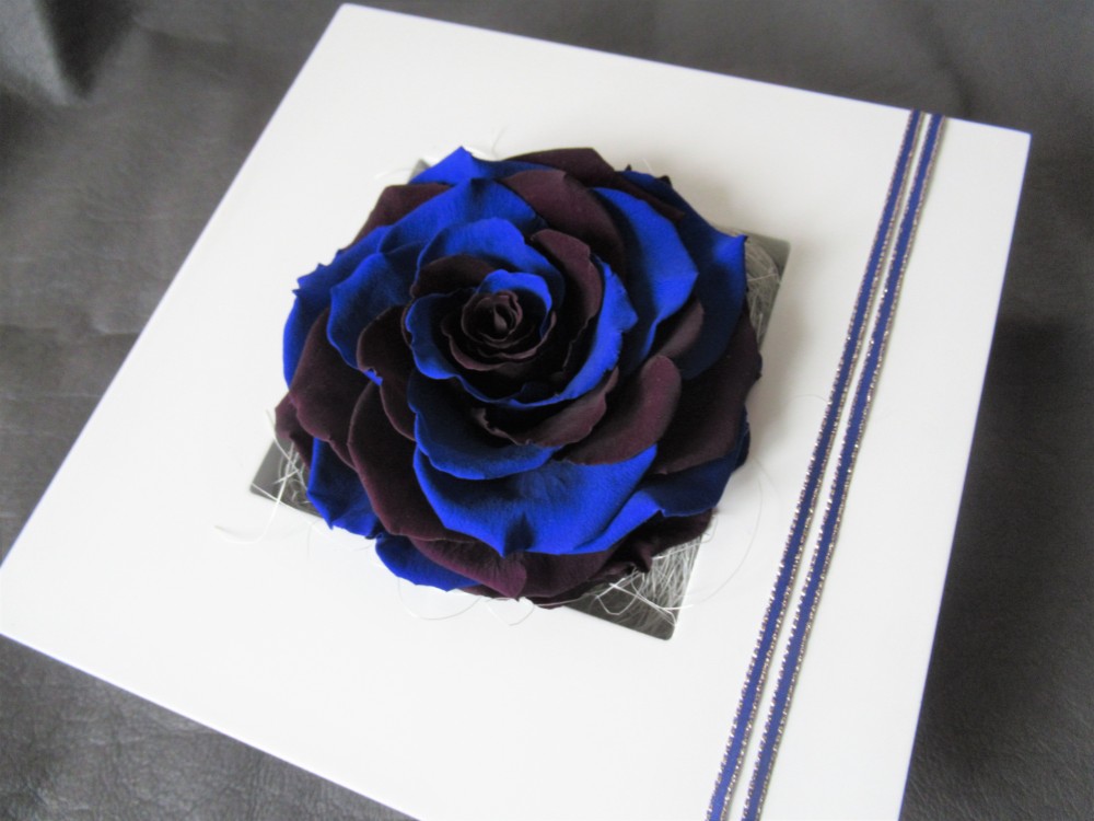 壁掛け・置き型 2wayタイプ】バラ メリア ブルー プリザーブド  