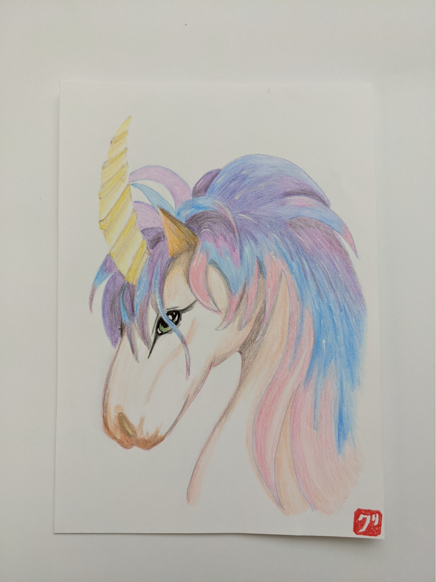 ユニコーン ユニコーンイラスト 動物アート原画 手描き アニマルアート