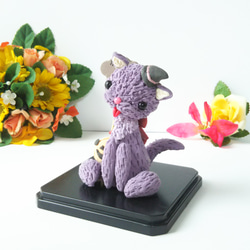 ハロウィン飾り 紫猫 魔女 ハロウィン置物 2枚目の画像