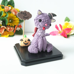 ハロウィン飾り 紫猫 魔女 ハロウィン置物 3枚目の画像