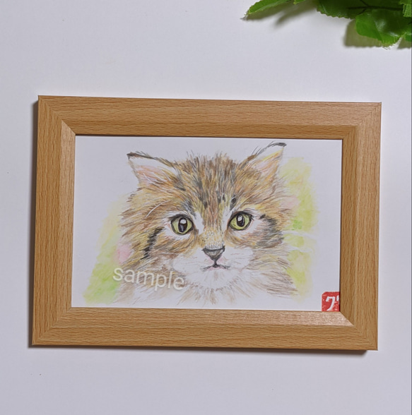 猫イラスト ペット似顔絵 見本 (送料無料) 猫似顔絵(愛猫
