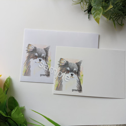 チワワ メッセージカードと封筒セット　犬メッセージカード　犬グッズ　黒チワワ　ペットグッズ　 1枚目の画像