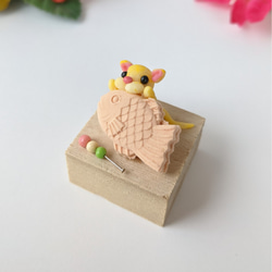樹脂粘土猫　フェイク和菓子 たい焼き ねこ人形 ミニチュア雑貨 7 2枚目の画像