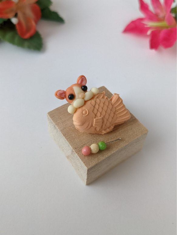 樹脂粘土　猫ミニチュア雑貨 フェイク和菓子 たい焼き ねこ人形 9 3枚目の画像