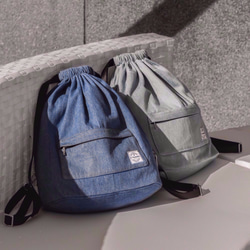 SYNARKウェインバッグ（ライトブルーデニム）2色展開のタンポンと革の細かいディテールテイストのバッグとバックパック 3枚目の画像