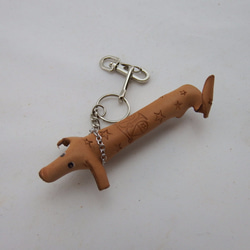 皮革臘腸狗鑰匙圈小吊飾 第5張的照片