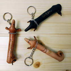 皮革臘腸狗鑰匙圈小吊飾 第3張的照片