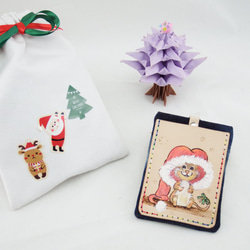 聖誕松鼠雙層皮革證件悠遊卡套 第4張的照片