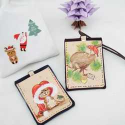 聖誕松鼠雙層皮革證件悠遊卡套 第7張的照片