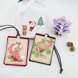 聖誕松鼠雙層皮革證件悠遊卡套 第5張的照片