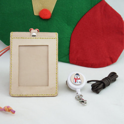 聖誕節貓頭鷹的祝福-手作植鞣皮革識別證悠遊卡套 第2張的照片