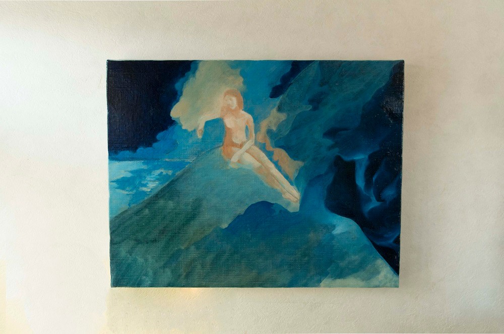 【油彩画】「望月の宵の宴 No.1」F6size 油絵、絵画、美術