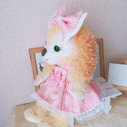 【春色新作ハンドメイド2019】【いぬのぬいぐるみSサイズ】★ビッグなおリボンワンピース 【ぬいぐるみ コスチューム】 2枚目の画像