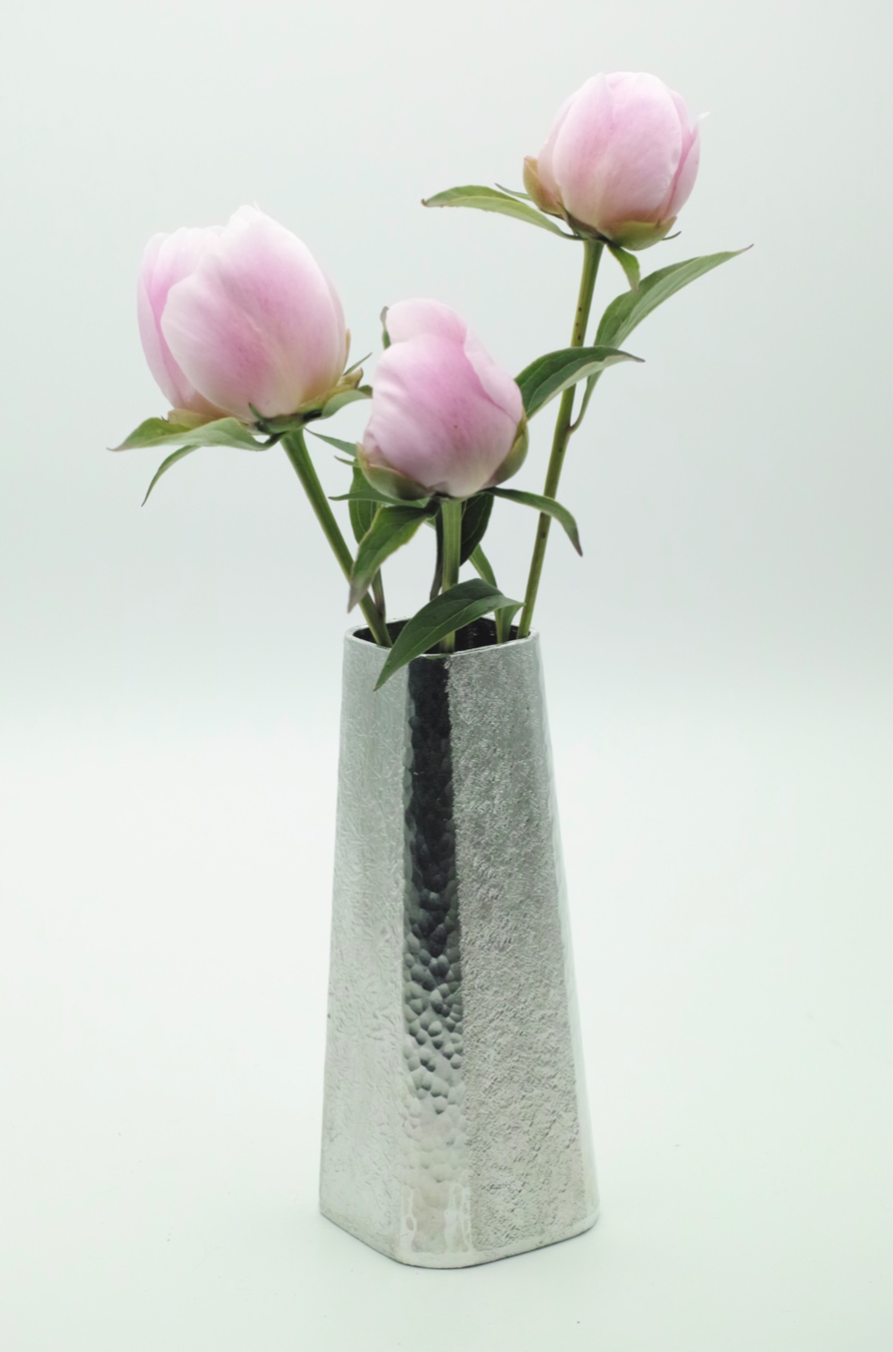 花道具 錫製 高肉 花器 花瓶 花卉図 茶道具 花入