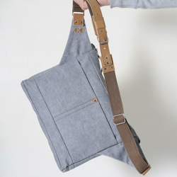 BUD-手做皮革帆布斜側揹/平板電腦/腰包 第5張的照片