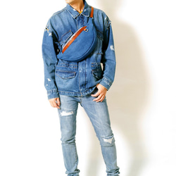 DENIM-ハンドメイドデニムデニムキャンバス斜めバック/ウエストバッグ 2枚目の画像