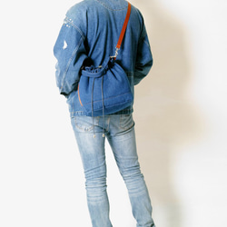 DENIM-ハンドメイドデニムデニムキャンバスしわくちゃトート/斜めバック/バケットバッグ 2枚目の画像