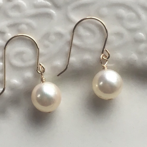 刻印あり K18 アメリカンピアス あこや あこや真珠 パール ピアス 18金