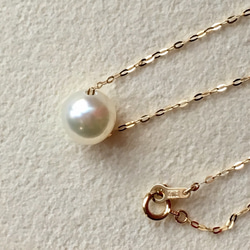 特集掲載☆18金大粒パールあこや真珠のスルーネックレス 8㎜　刻印あり 2枚目の画像