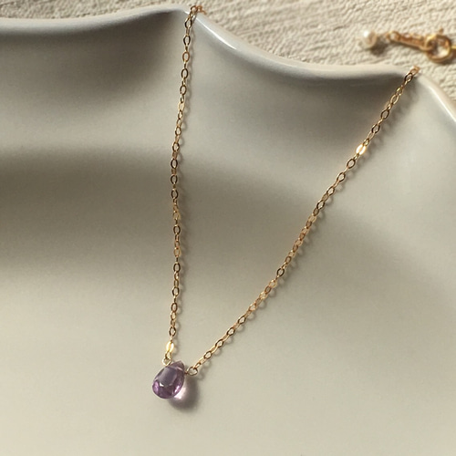 ℕページ】14Kgf❩ 素敵✧*タンブルカービングアメジストのブレスレット 14KGF 「violet」AAAアメジストのネックレス ネックレス