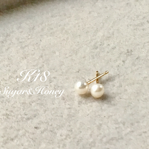 小さなパールの18金ピアス K18刻印あり ピアス（スタッド・一粒