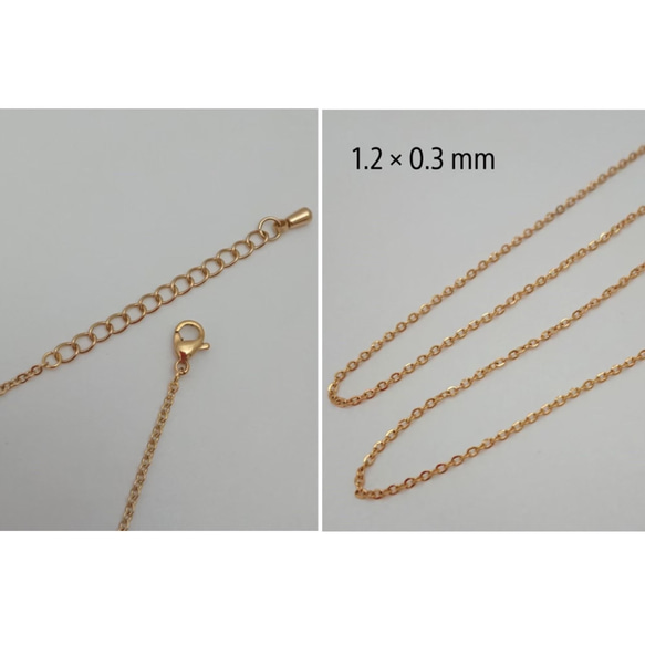 サージカルステンレスネックレス 45cm/2本 ・1.2×0.3ｍｍ　ゴールドカラー　～送料込～ 4枚目の画像
