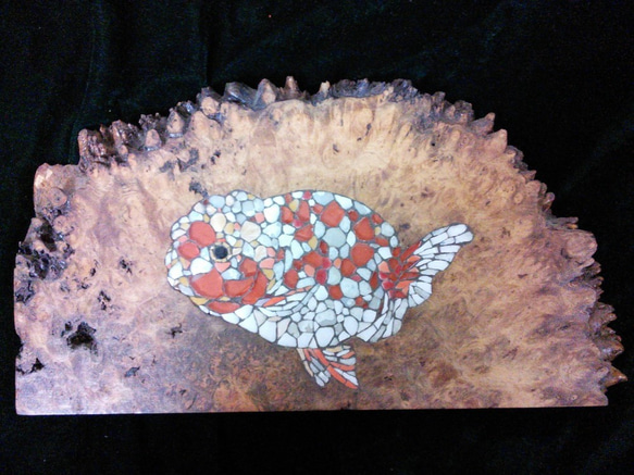 金魚～桜錦～のガラスタイルの和風オブジェ 1枚目の画像