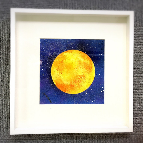油絵原画 MOON 油彩画 原画 月 画鋲で設置可能 油絵原画 MOON 油彩画