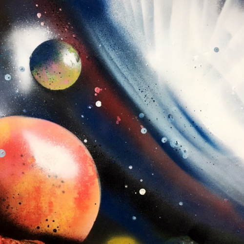 奇跡の瞬間（原画一点物、スプレーアクリル画、白トップフレーム