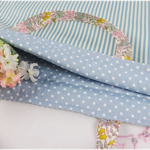 入園入学準備に！　レースフラワー　星の綿麻　巾着　お着替え袋 入園入学準備に！レースフラワー星の綿麻巾着お着替え袋