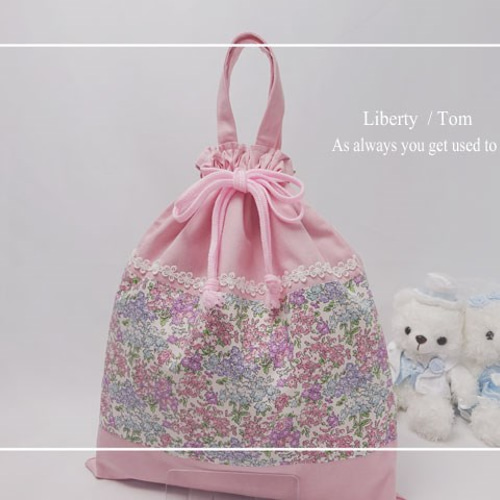 体操着入れ お着替え袋 持ち手付き 巾着袋 L リバティ トム 35×30 体操