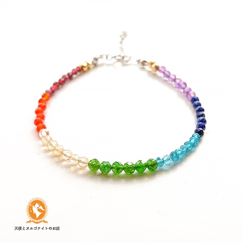 7チャクラの天然石ブレスレット sv925 [現物なしの場合は受注制作]