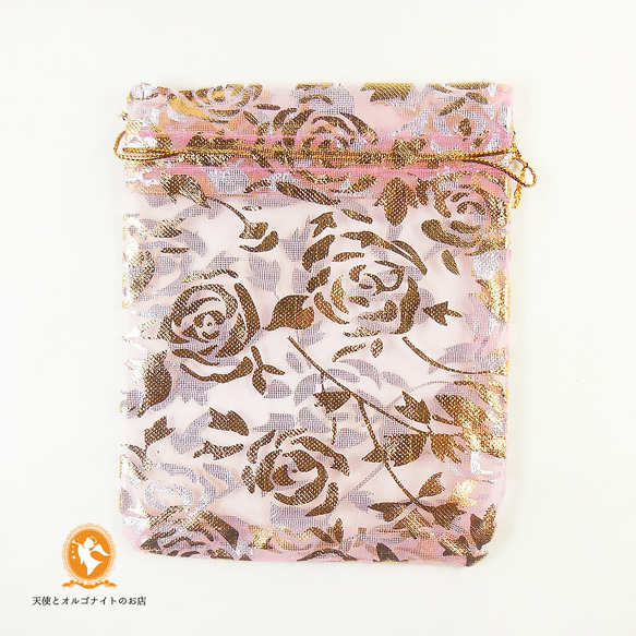 選べる10枚セット オーガンジーのミニ巾着袋 バラ 9×12cm 1枚目の画像
