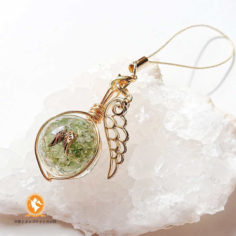 オルゴナイトペンダント ストラップ モルダバイト 羽 phdo1001wingmol00065 5,758円