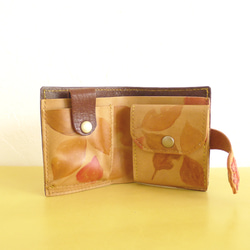 猫の手　二つ折財布　オイルレザー茶 2枚目の画像