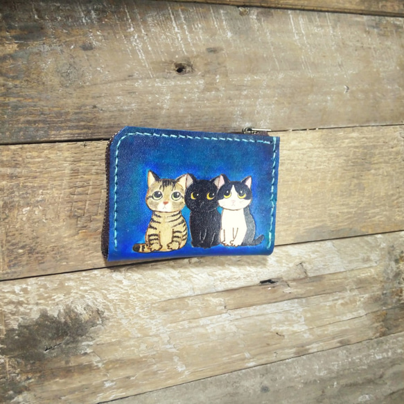 ミニL字財布仲良し猫3 1枚目の画像