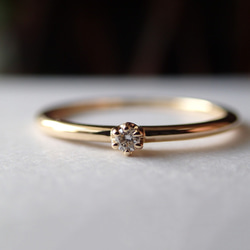 K18微型鑽石簡單戒指*定制 第1張的照片