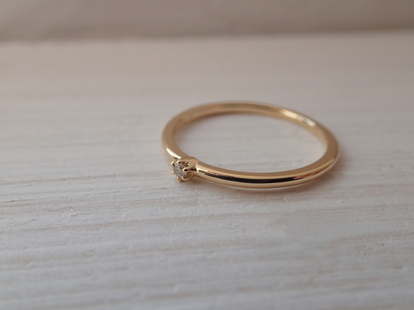 K18微型鑽石簡單戒指*定制 第2張的照片