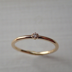 K18微型鑽石簡單戒指*定制 第3張的照片