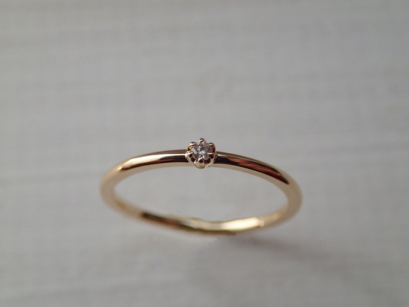 K18微型鑽石簡單戒指*定制 第3張的照片