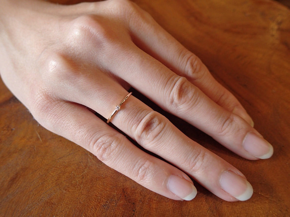 K18微型鑽石簡單戒指*定制 第5張的照片