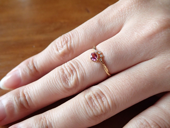 ナンバー８   K10 ピンクトルマリンとダイアモンドの指輪 3枚目の画像