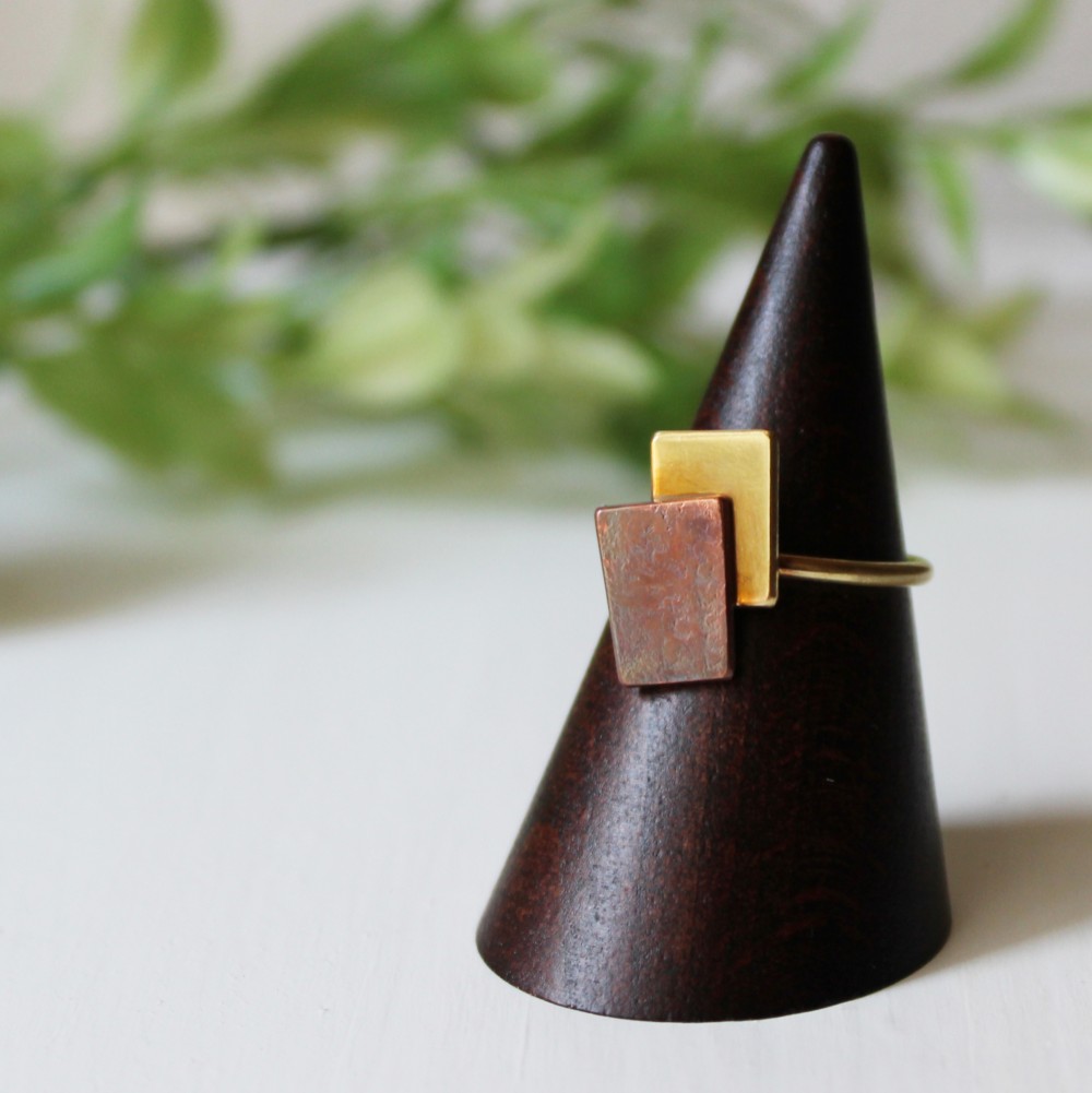 真鍮と銅を重ねたリング