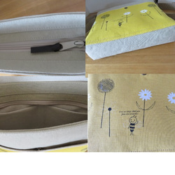ゆき様ご依頼品　ミツバチ柄生地とバイオウオッシュ帆布のショルダーバッグ 3枚目の画像